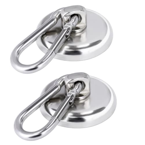 Strong Magnetic Hook, 36mm Diameter, Neodymium Magnet, 360-Degree Rotation, Carabiner with Hook, Maximum Load Capacity 48kg, Rust-Resistant, Super Str