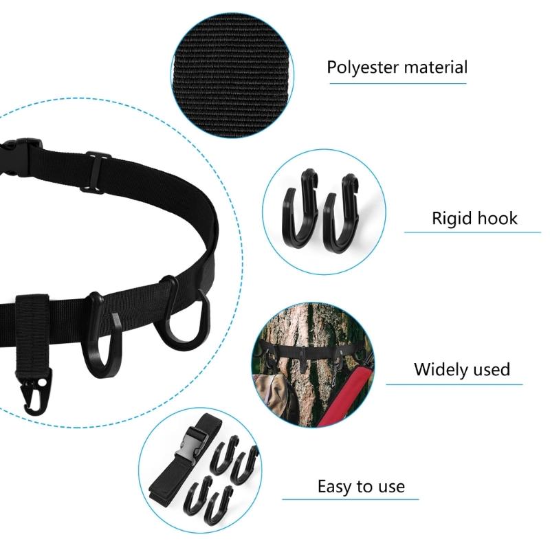 Treestand Strap Gear Hangers, Multiple Hook Accessory Holder Hunting Gears Tree Hangers for Hunting Equipment on Tree