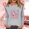 Women's Fashion Casual Long Sleeve Neck Top with Ribbon Print