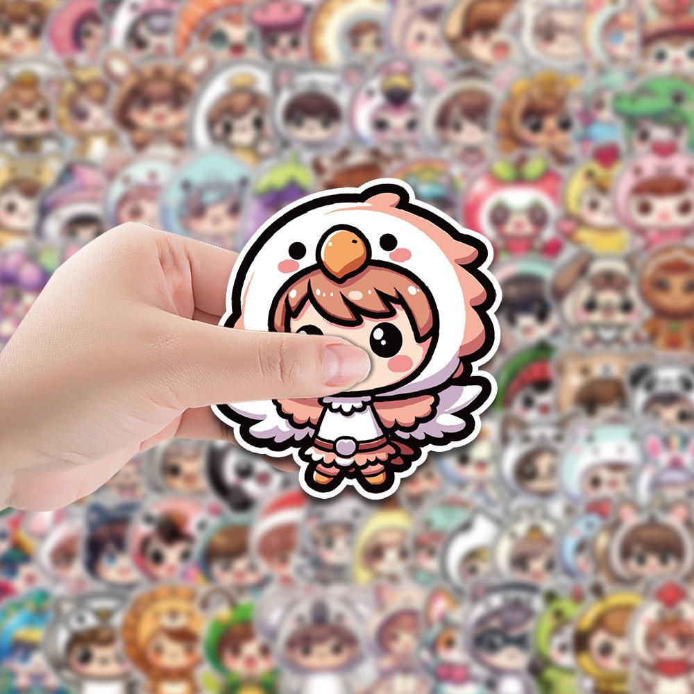 100 Pieces of Cute Little Girl Stickers Pack Mobile Phone Water Cup Waterproof Decorative Stickers Children's Hand Account Stickers