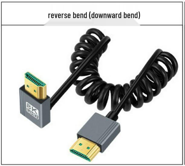 Ultra-Fine HDTV 2.1 Side Elbow Retractable Spring Cable for 8K60Hz/4K120Hz Camcorder and SLR