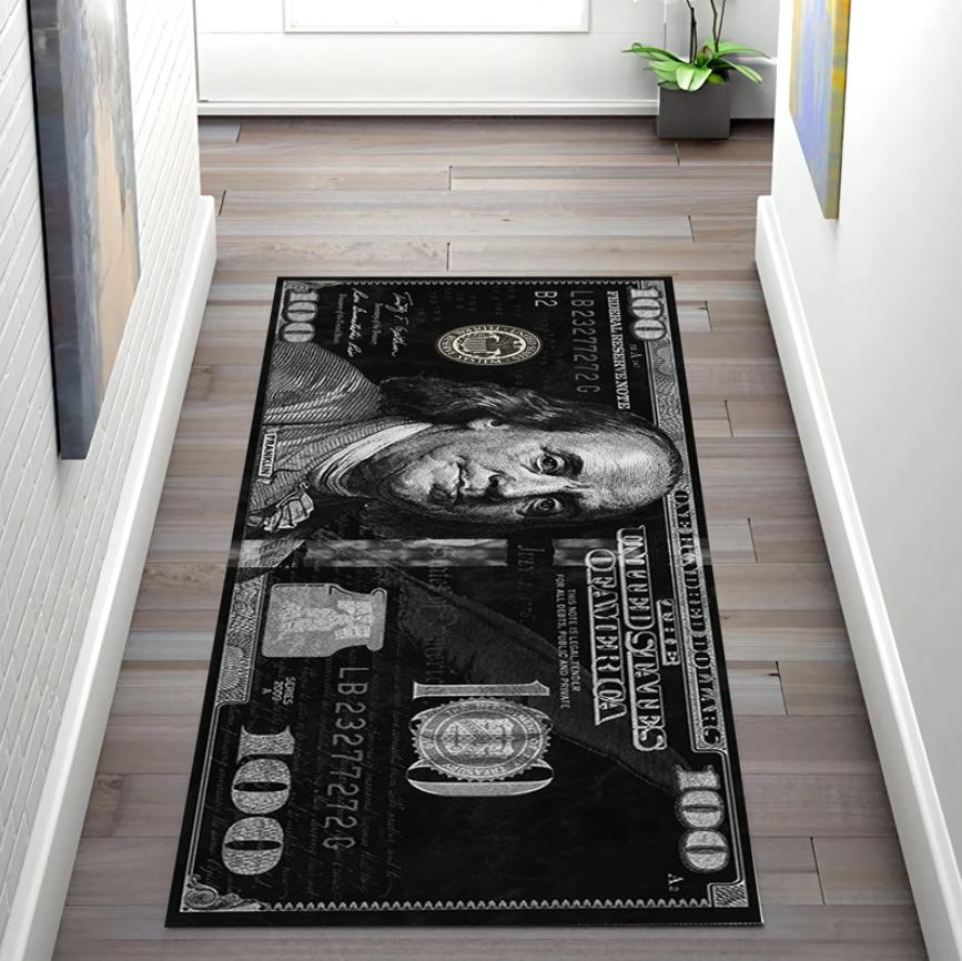 100 Dollar Bill Area Rug Novelty Money Rug Money Runner Fun Area Rug Runner Rug Entry Rugs Kitchen Runner Rug Home Decoration