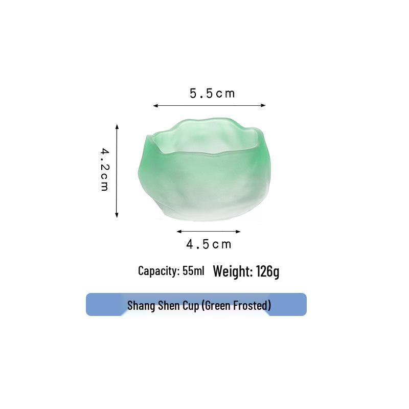 Frosted Japanese-Style Blown Glass Tea Cup - Thick, Irregular Design