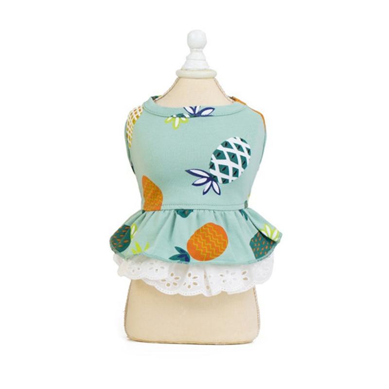 Summer Cotton Cat Dress Skirt Cute Pineapple Cherry Print Pet Clothes Dresses for Cats Sphynx Dog kedi elbisesi ropa para gatos