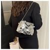 Portable Sequin Shoulder Bag Large Capacity Solid Color Chain Crossbody Bag Lightweight Female Handbag For Evening Party