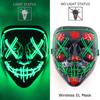 Wireless Neon LED Purge Mask Glow in The Dark Cosplay Horror Mask Halloween Masquerade Party Masks Glowing Funny Dress Up