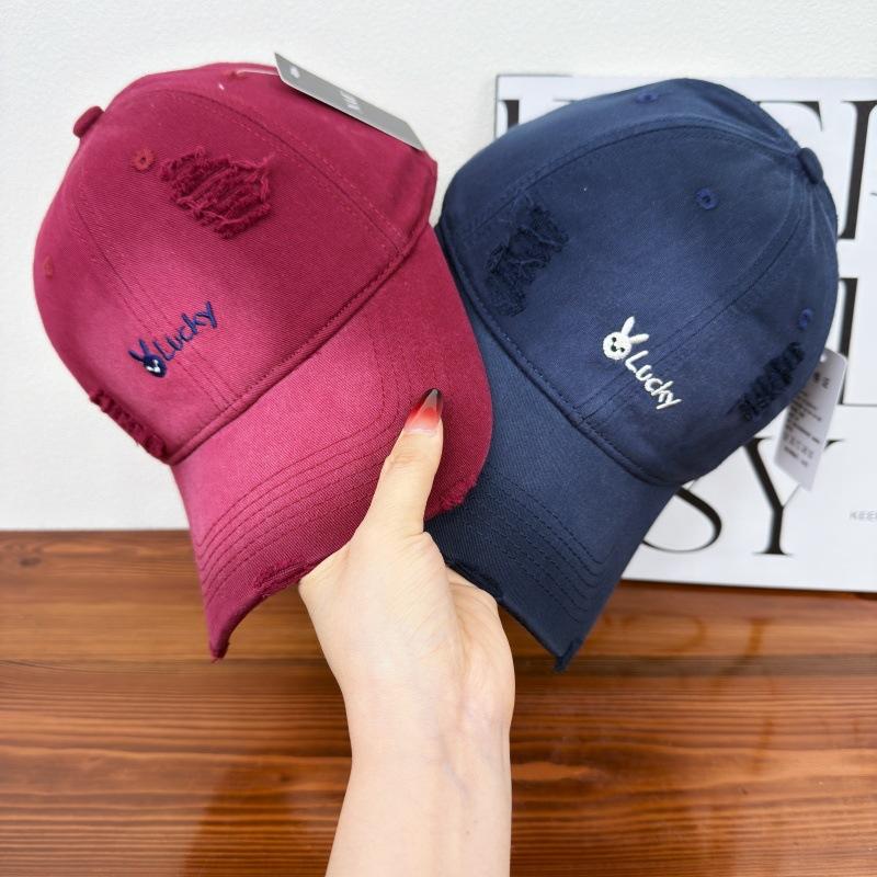 Rabbit Embroidery Gradual Change Hole Embroidery Baseball Cap Spring Casual Versatile Face Small Cap Men and Women