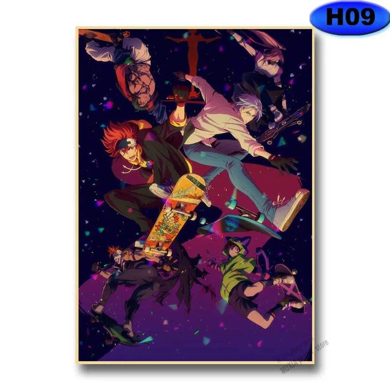 Vintage SK8 The Infinity Plakáty Japonské Anime Plakát Nálepka na zeď Kraftový papír Domácí dekorace Studovna Ložnice Bar Kavárna Umění Malba