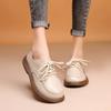 Spring New Women Shoes Genuine Leather Retro Loafers Soft Bottom British Comfortable Lace Up Anti Slip Casual Shoes 2025