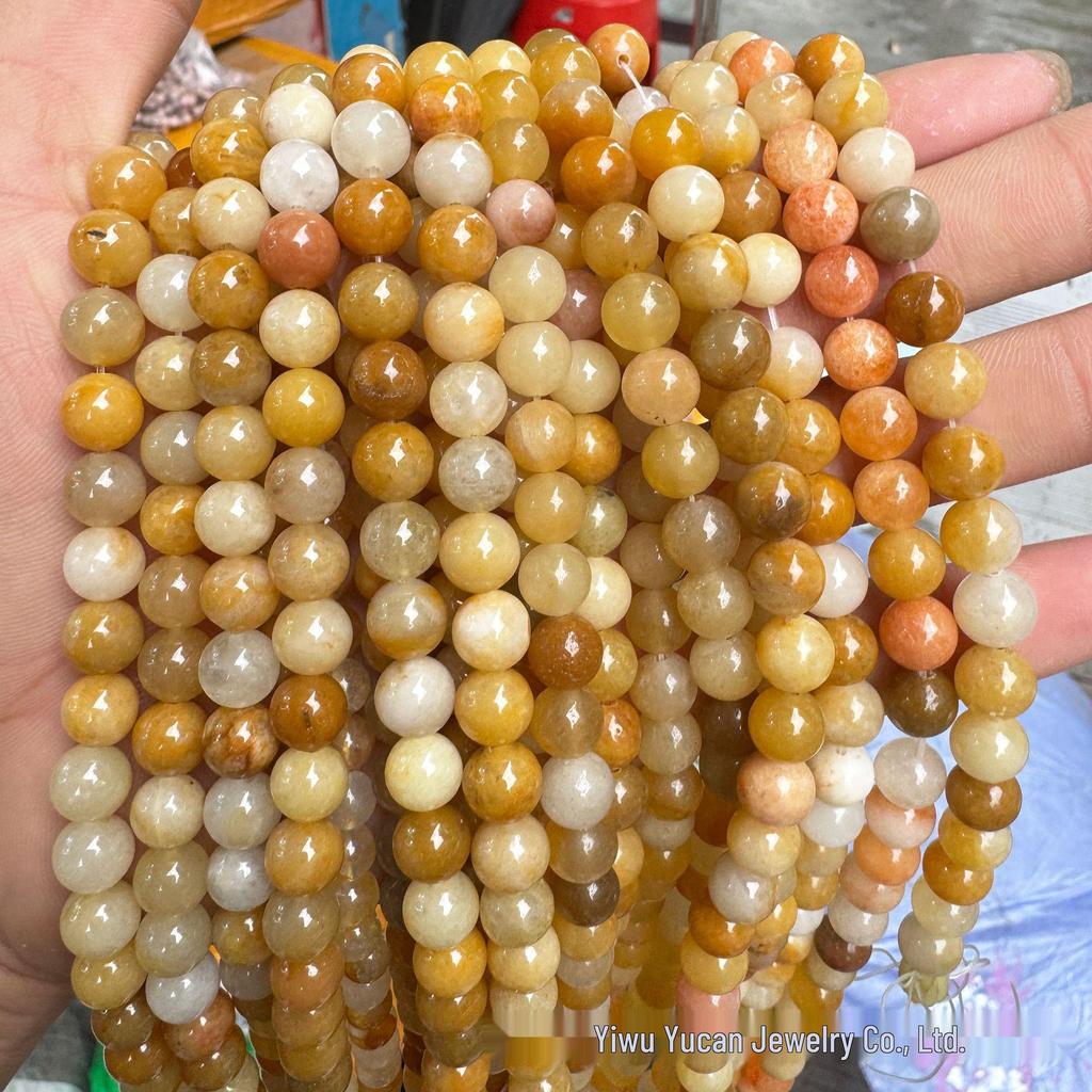 Natural Yellow Aventurine Round Loose Beads for DIY Jewelry and Chalcedony Necklace Crafting