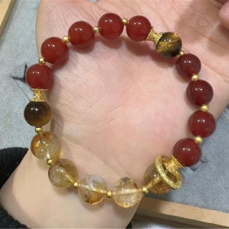 Nezha2Original Red Agate Yellow Tower Crystal Bracelet, New Popular Item on Xiaohongshu, Women's Bracelet Jewelry
