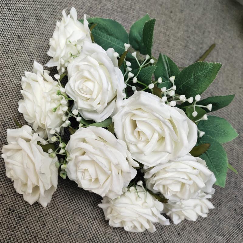 Home Decor Artificial Rose Flower Bouquet With Realistic Petals For Wedding And Photography Props
