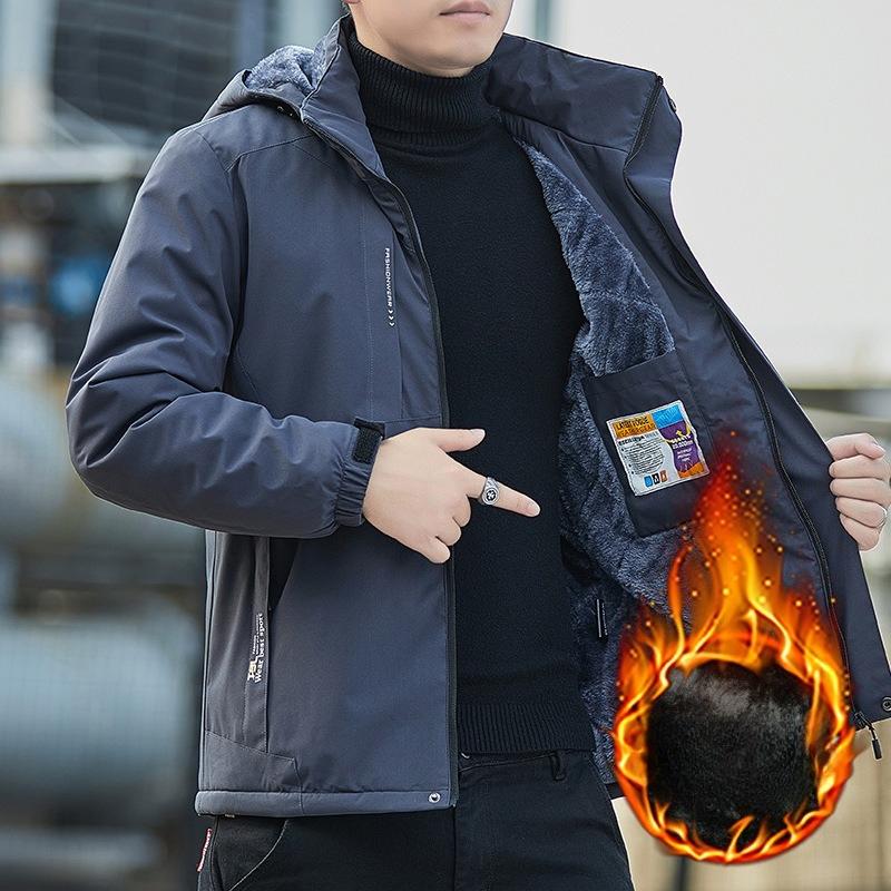 Removable Hooded Jacket for Men In Autumn and Winter Leisure Wind Shield Jacket for Young and Middle-aged Mens Autumn Jacket