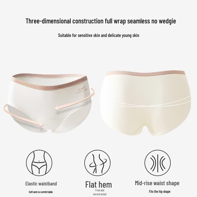 Women's Modal Cotton Antibacterial Mid-Waist Briefs 4-Pack