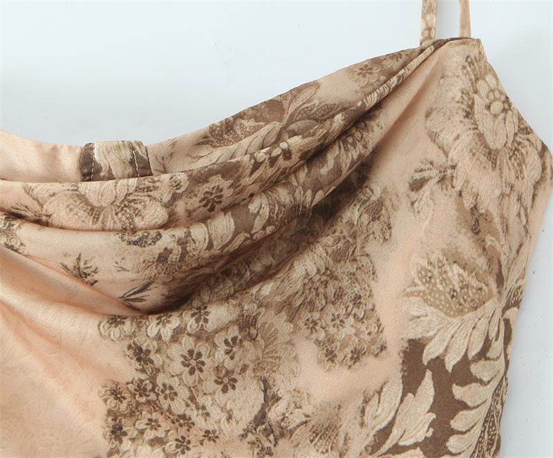 2025 Winter Golddruck Satin Schlanke Passform Langes Abendkleid