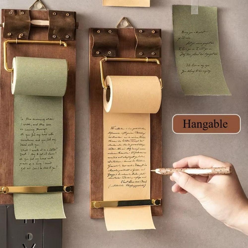 Tear-Off Roll-Up Sticky Note Board Retro Wooden Memo Clipboards  Office Accessories
