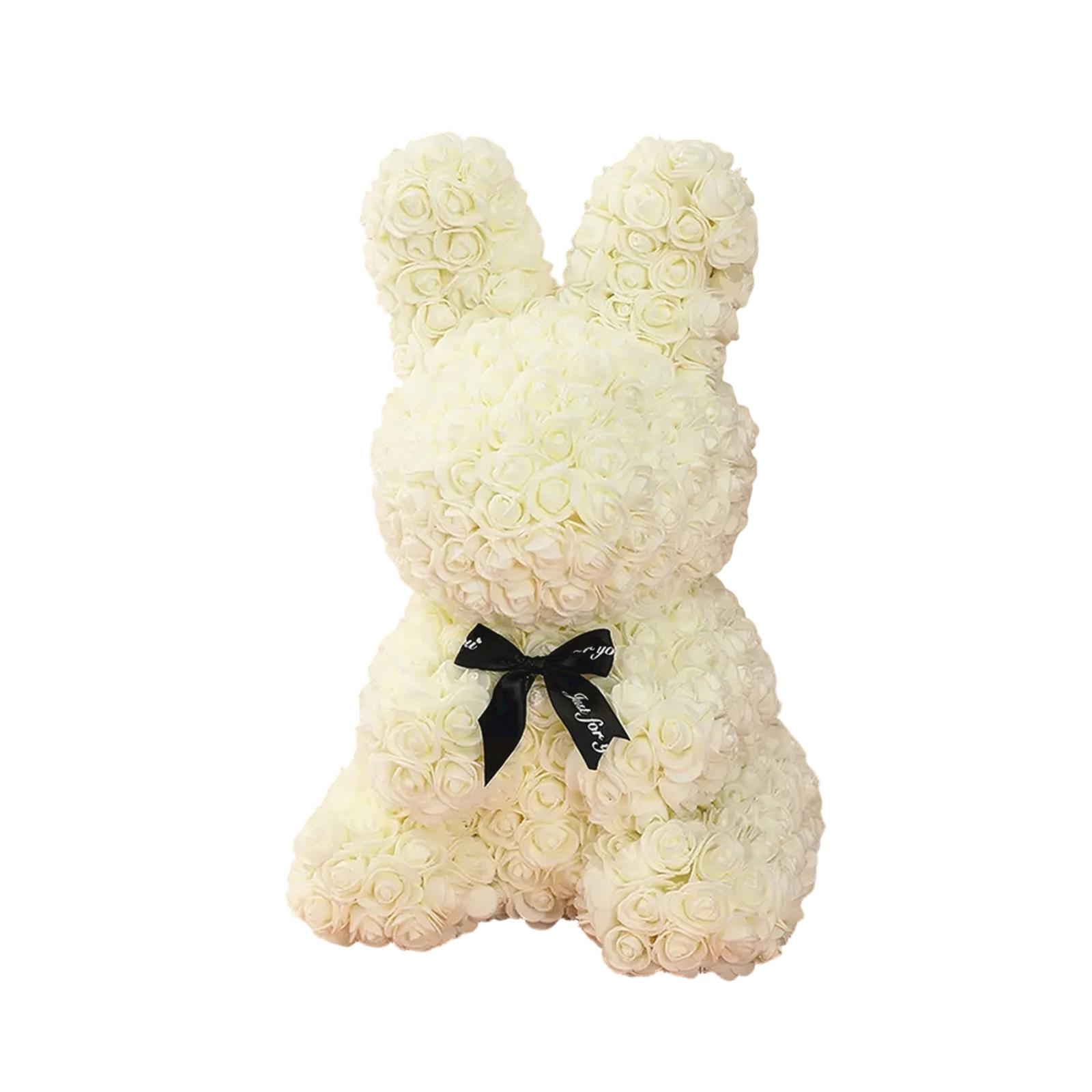 Preserved Rose With Light-Up Bunny, Preserved Flower Bunny Paired With Pe Foam Flowers. бежевый