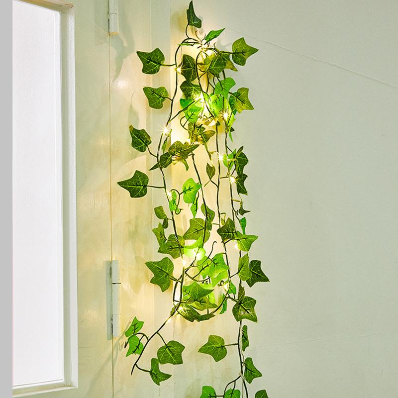 Flower Green Leaf String Lights Artificial Vine Fairy Lights Battery Powered Garland Light For Weeding Home Decor
