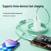 Crystal Gradient Braided Three-in-One Charging Cable for Huawei, Apple, and Android.