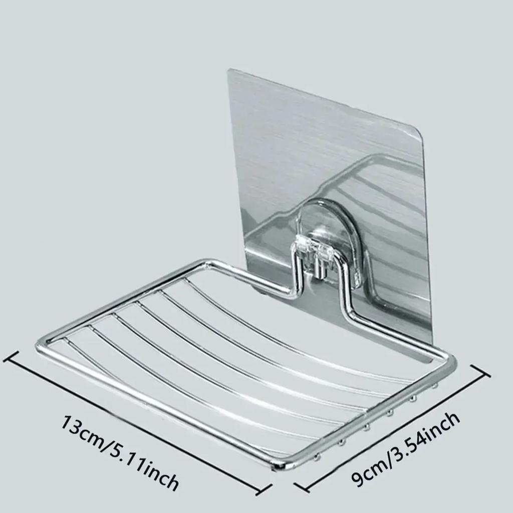 Stainless steel soap holder, wall-mounted soap holder, drainage soap tray, simple soap storage rack for home bathroom