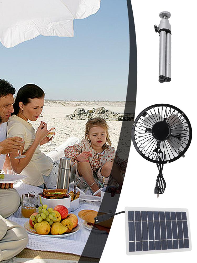 Portable Solar Fan Solar Powered Outdoor Fan Multipurpose Outdoor Solar Fan Outdoor Cooling Fan USB Charging Solar Panel Fan