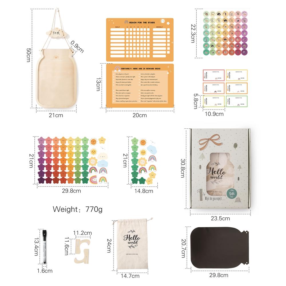Baby Montessori Toys Kids Wooden Reward Jar Personalized Educational Accessories Reward Record Bottle Star Doughnut Slices Gift