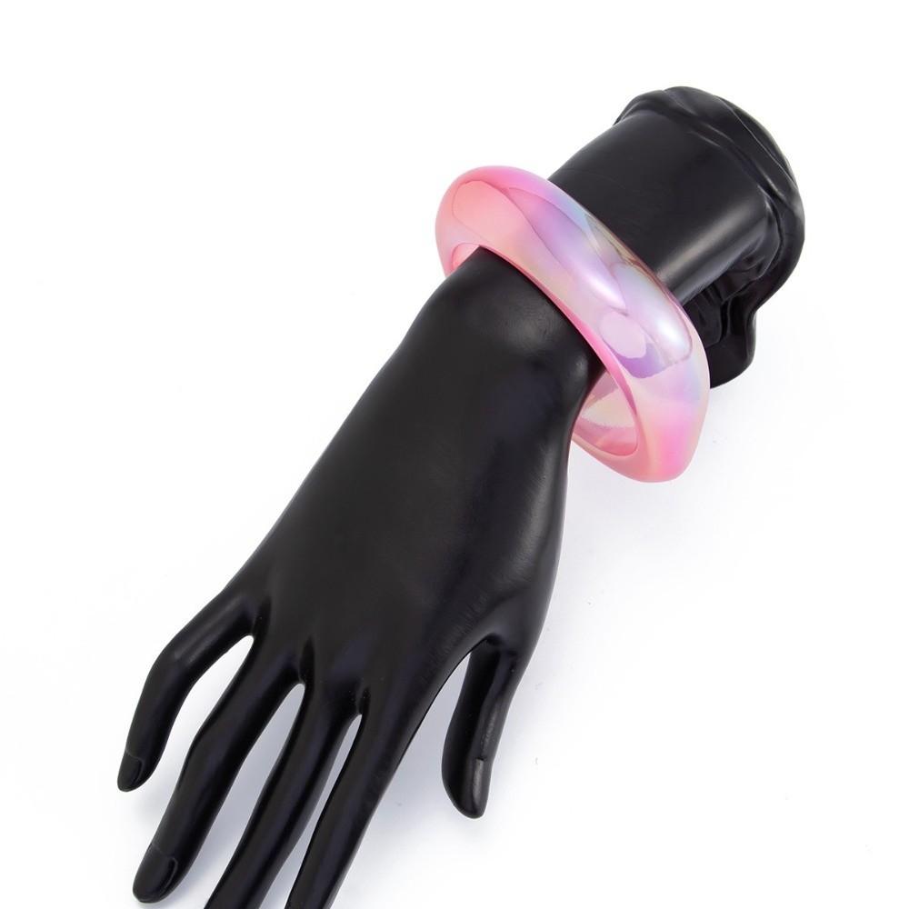 Irregular Geometric Colorful Resin Bangles Punk Hip Hop Chunky Bangles Laser Bracelets  Boho Style