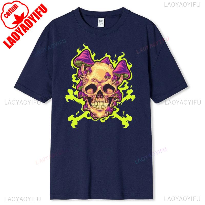 Skull Graphic Tshirt Unisex Cotton Short Sleeve Casual Round Neck Breathable New Arrival Retro Halloween Apparel Softstyle Tee