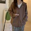 Lazy wind light gray sweater jacket women's loose oversize Han Fan zipper cardigan early autumn 2026 new models