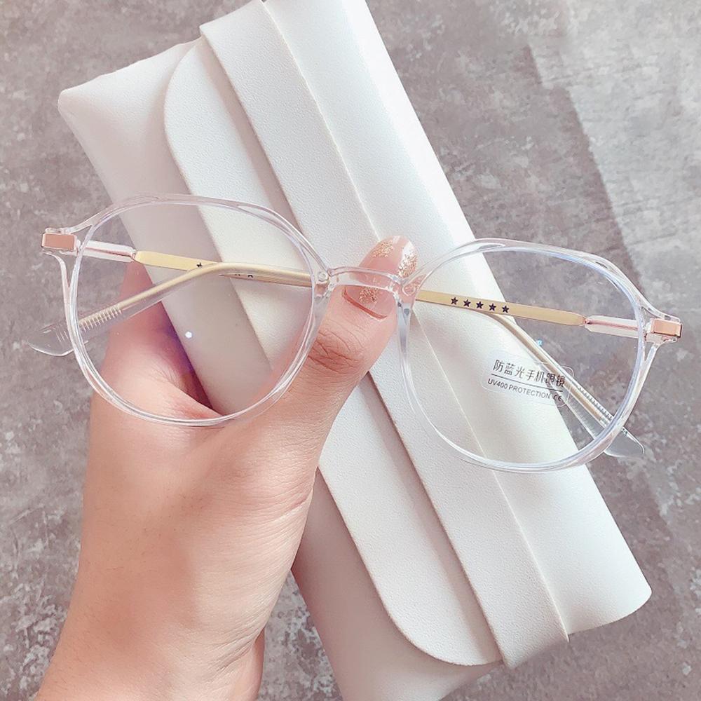 Vintage Oversized Oval Frame Eyeglasses Fashion Candy Color Anti-blue Light Eyewear New Stylish Brand Design Ins Popular Glasses