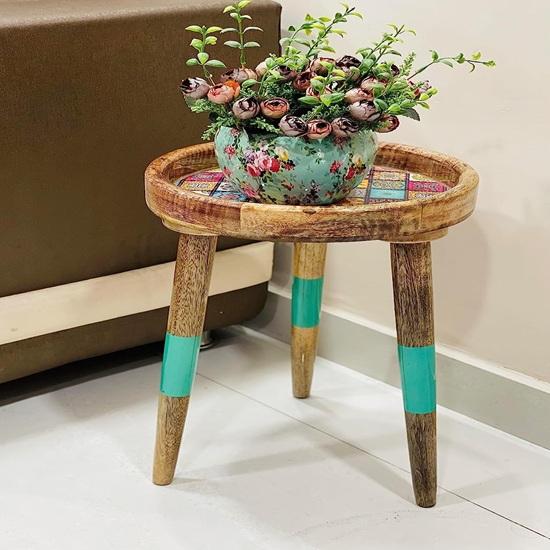 Wooden Side Table End Table Round Wooden Stool Tall Stool for Living Room, Dinning, Bed, Hotel Room 45.72 Cm Height and 30.48 Cm Diameter