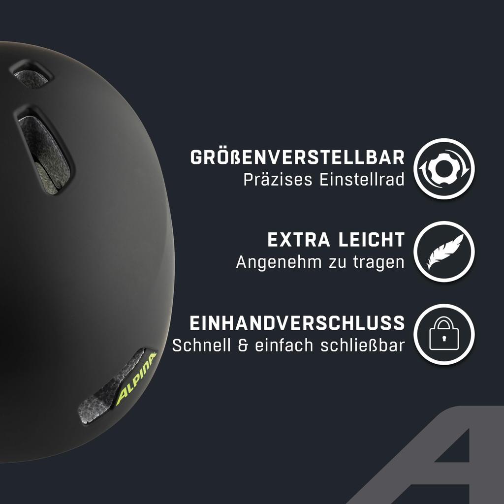 ALPINA HACKNEY Bicycle Adjustable CE Fits cm Children's Helmet, Size, Certified, 47-51