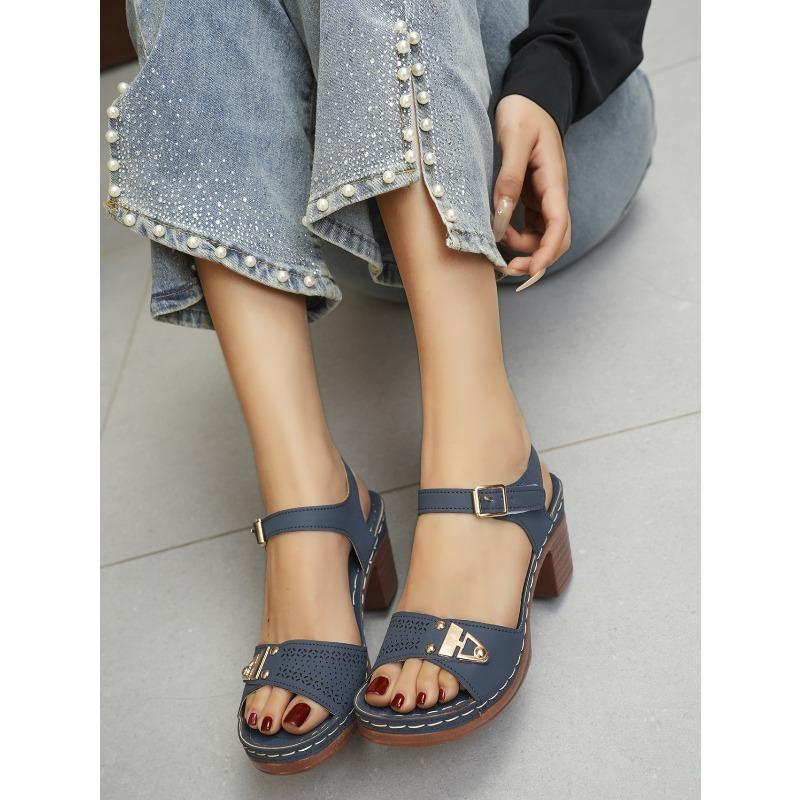 Sandali Estivi da Donna con Tacco Grosso e Tacco Alto, Calzature Casual Comode, Disponibili in Taglie Grandi.