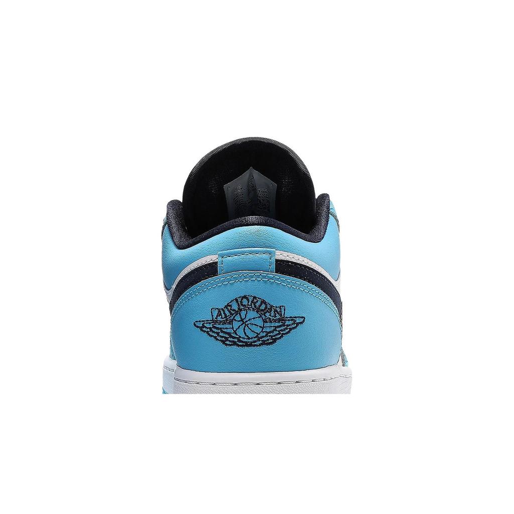 Air Jordan 1 Low Grade School 'UNC' (Unisex) White / University Blue / Obsidian Kids' Basketball Shoes 553560 144