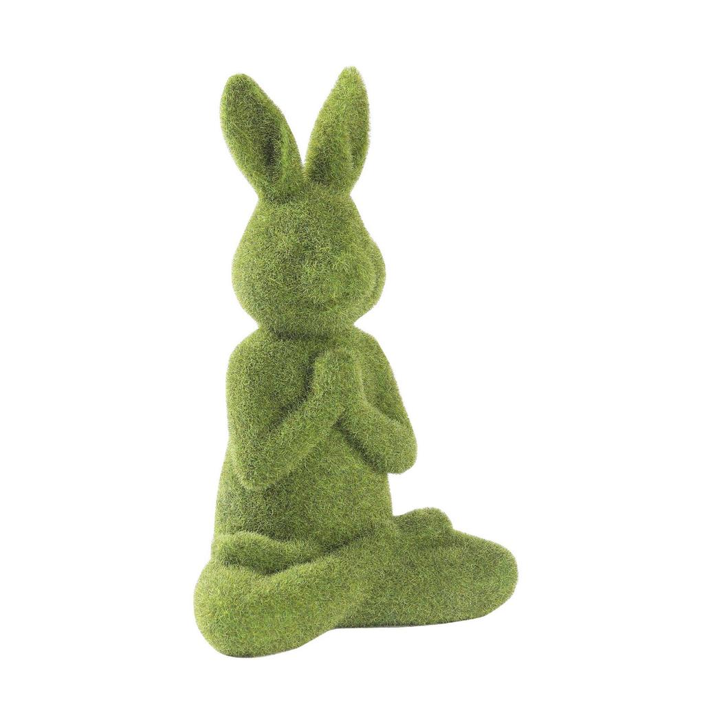 Stylish Flocking Rabbit Statues Realistic Flocking Rabbit Figures Display for Easters and Spring Home Decoration