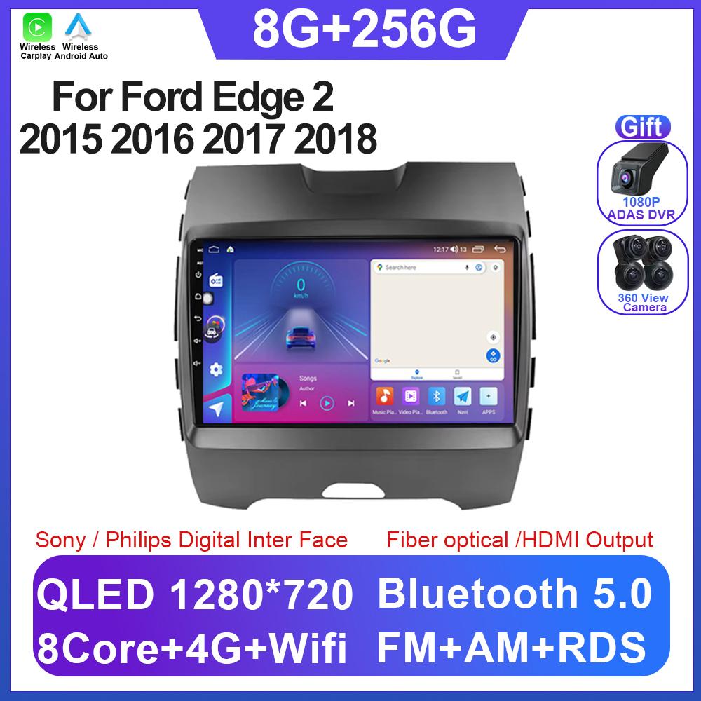 Android 14 For Ford Edge 2 2015 2016 2017 2018 8 Core CPU Bluetooth Gps IPS Electronics Navigation Carplay Auto Radio No 2din