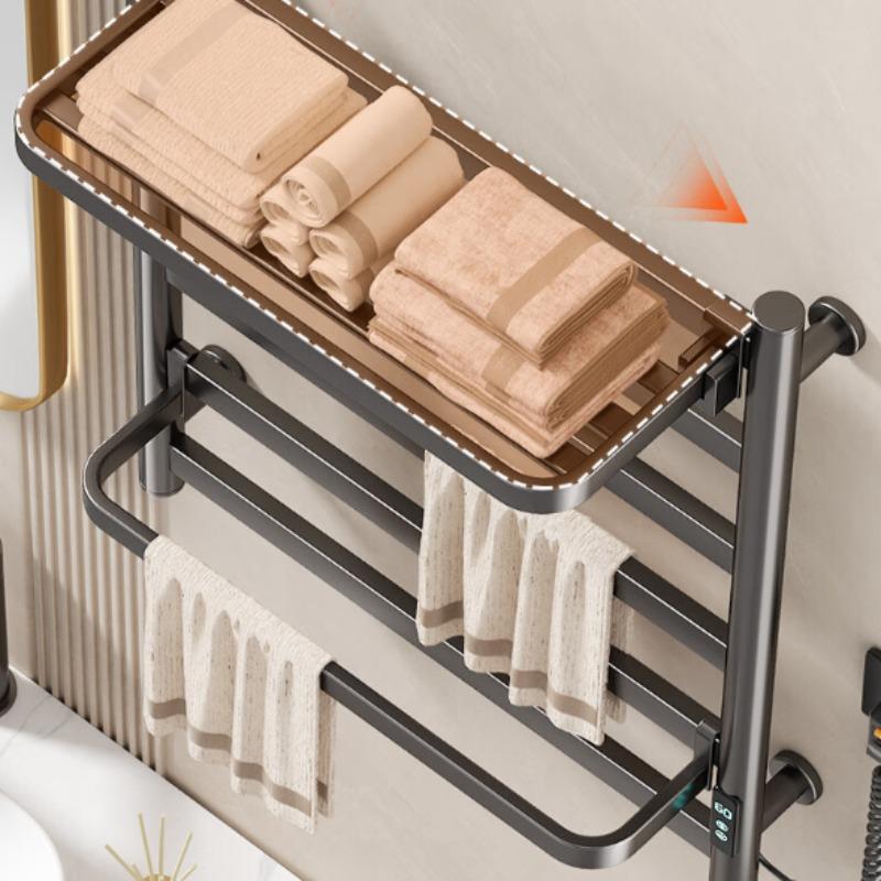 Wall Mounted Electric Heated Towel Rail Bathroom Towels Rack Stainless Steel Towels Heater Aesthetic Towel Dryers with Shelf
