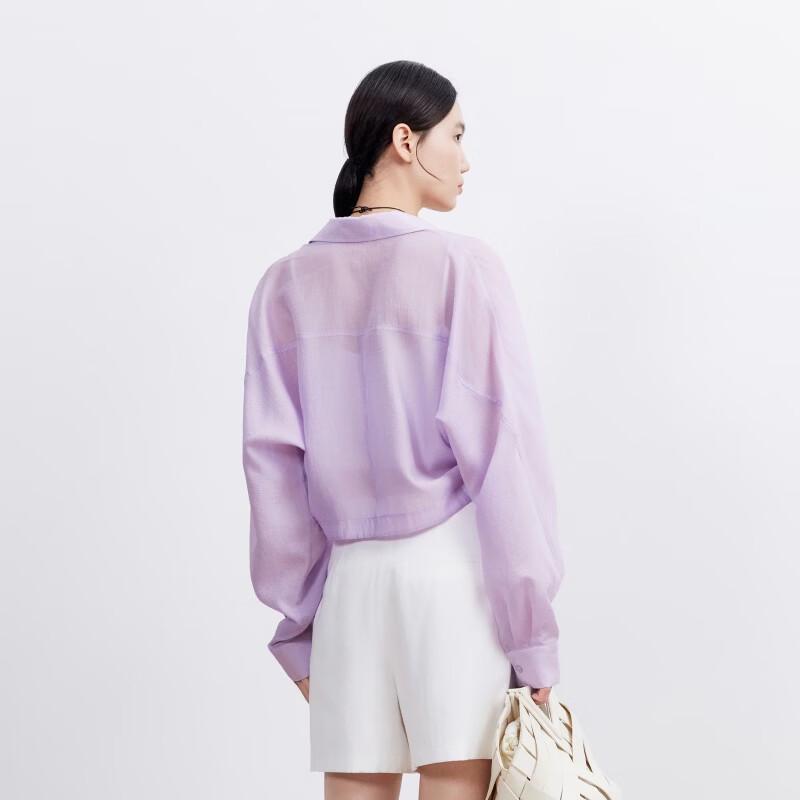 VEROMODA Women's Lyocell Blend Semi-Sheer O-Neck Shirt