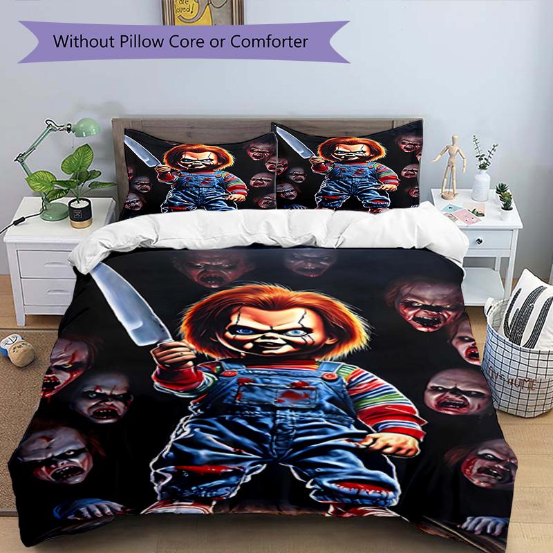 3pcs Chucky2 Design Cover Set - HD Printed Bedding with 1 Cover and 2 Pillowcases - Perfect for Home and Dorm Decor