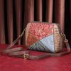 Johnature Borse a tracolla retrò in vera pelle da donna Borsa a tracolla in morbida pelle di vacchetta goffrata con cuciture a colori versatili
