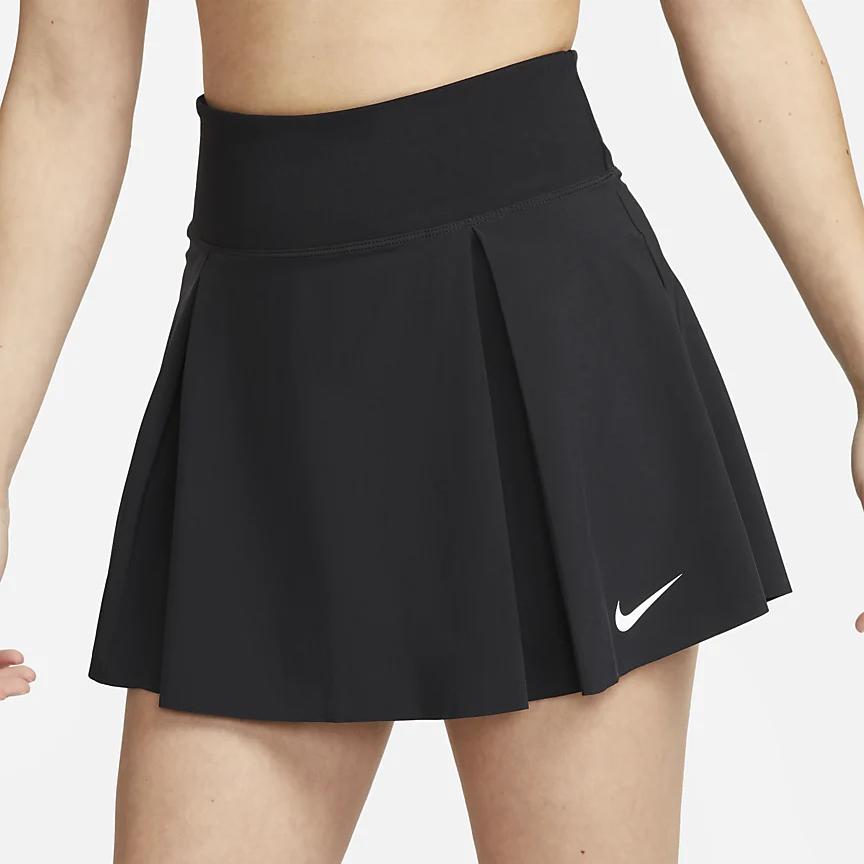 Nike Dámská tenisová sukně Dri-FIT Advantage Solid s plisé a logem, rychleschnoucí, černá DX1422-010