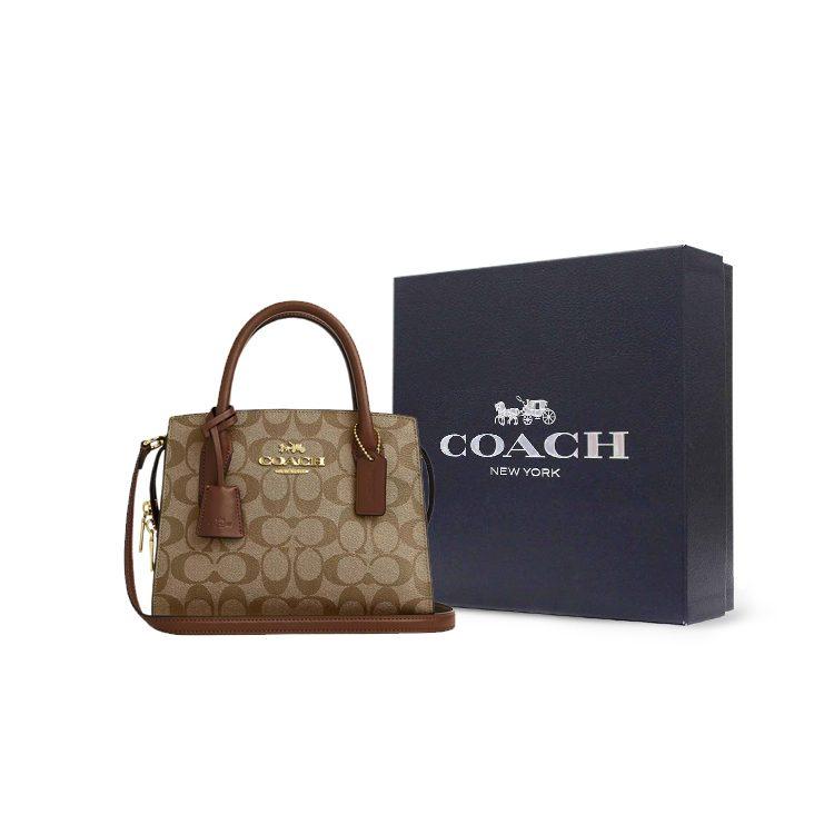 Coach ANDREA CARRYALL Coated Canvas With Smooth Leather Tote Bag, Shopping Bag, Shoulder Bag, Handbag Small Women's CP083-IME74