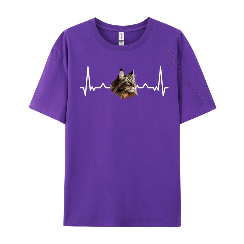 Maine Coon Heartbeat Funny Maine Coon Cat Lover Tshirts New Year Day All Cotton Crew Neck Tops Tees Awesome