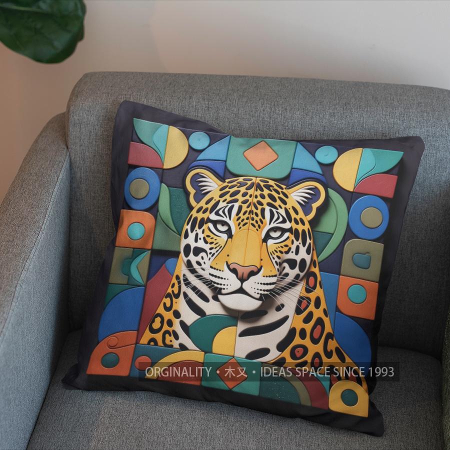 2D Leaping Cheetahs: African Inspired Decor Pillow Pattern Cushion Cover Suitable For Sofa Bedroom Car Pillow Cover