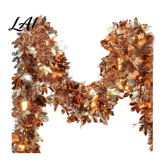 Bendable Wire Leaf Vines 78 Inch Fall Maple Leaves Tinsel Garland Shiny Metallic Twist Reusable Foliage for Weddings Garland Hanging Decoration