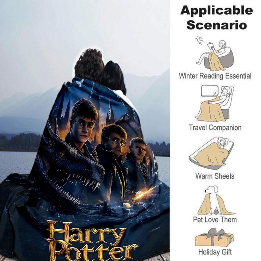 1pc Harry Potter Flannel Blanket Soft Warm Throw for Home, Office, Travel, All-Season Cozy Bedding GiftL1285