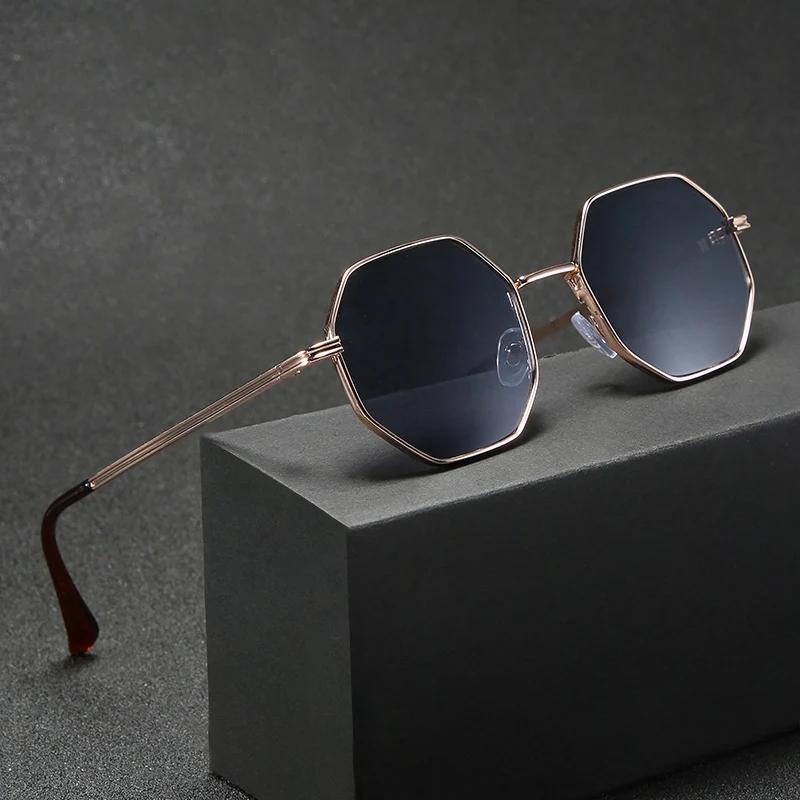 Vintage Polygon Sunglasses Women Brand Fashion Small Frame Sun Glasses Female Metal Gradient Retro  Feminino
