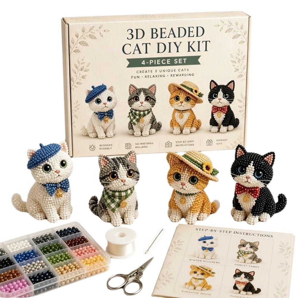 Tiny Beads 3D Beaded Animal Kit Cute Design Creative Craft Handmade Bead Art Kit Animal Shape Bead Weaving Kit For Adults & Kids
