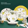 European Lemon Pattern Ceramic Dinner Steak Plate Bowl Fruit Candy Fruit Dim Sum Western Cuisine Plate Dishes Dinner Plates