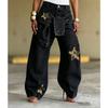 VIONA Damen-Jeans Star Vintage Altblau Gewaschen Baggy Jeans Amerikanisch Locker Weites Bein Hosen Mode Hip-Hop
